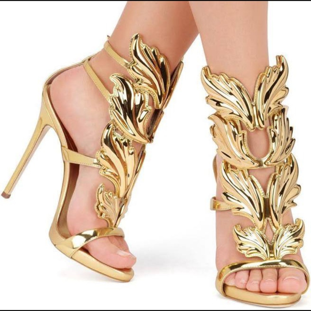 giuseppe zanotti gold leaf heels